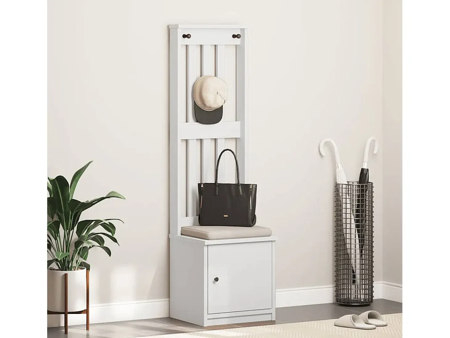 Perchero SANDNES blanco 45x40x159,5 cm madera maciza de pino
