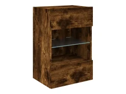 Prolenta Premium - Muebles TV de pared luces LED 2 uds roble ahumado 40x30x60,5 cm