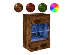 Prolenta Premium - Muebles TV de pared luces LED 2 uds roble ahumado 40x30x60,5 cm