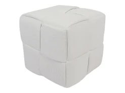Puf Courdoruy diseño cuadrado blanco 41x45x45 cm Adec