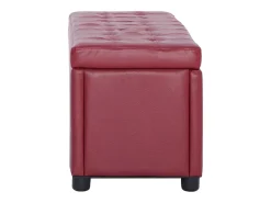 Puf de almacenaje de 87,5 cm en piel sintética color burdeos y rojo