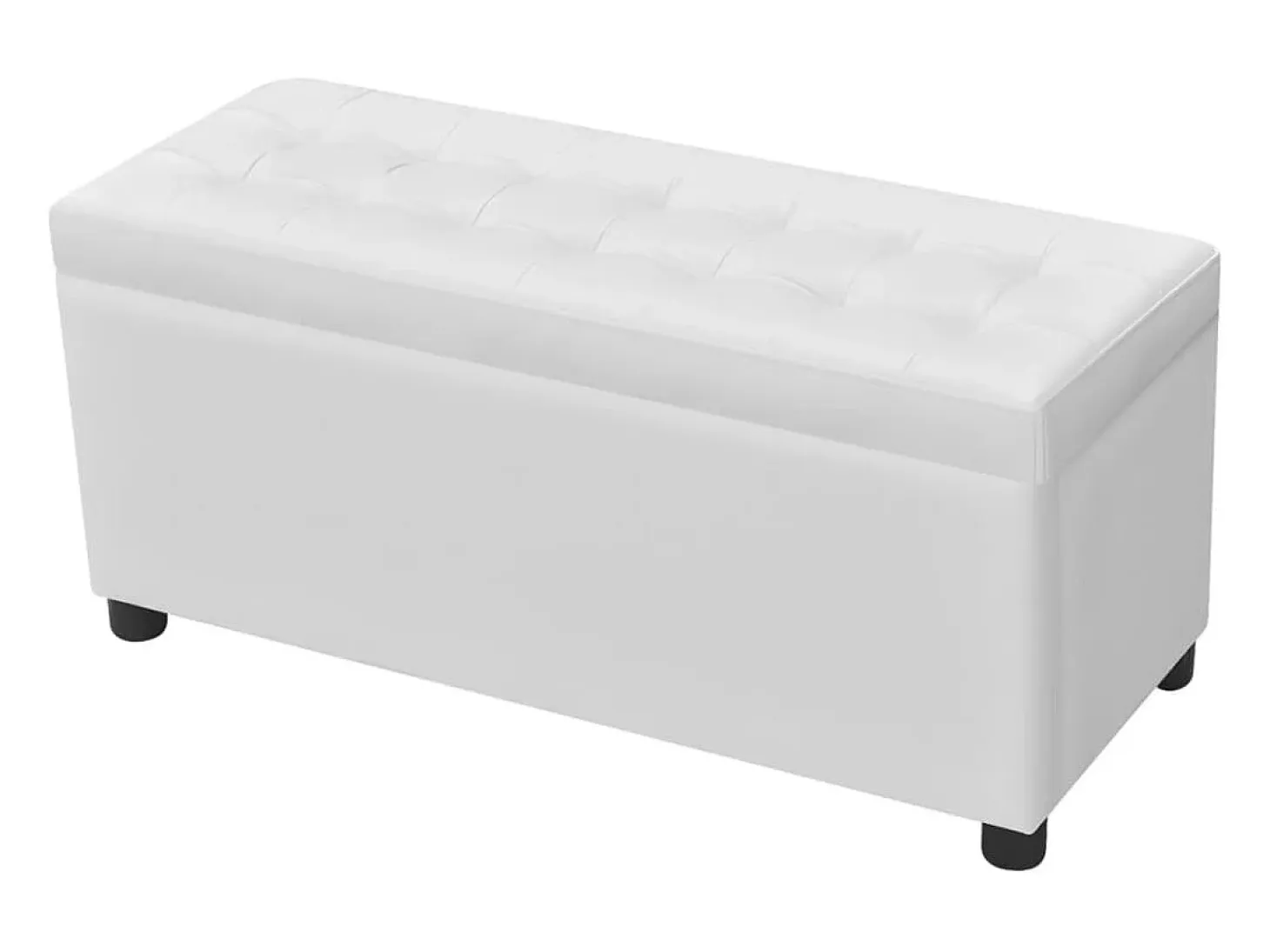 Puf de almacenamiento de cuero sintético blanco