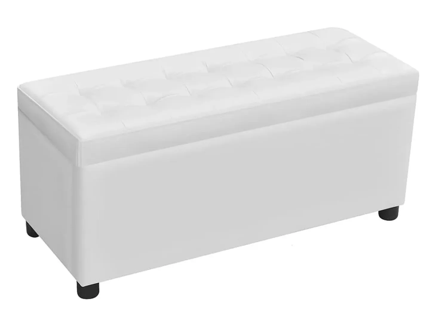 Puf de almacenamiento de cuero sintético blanco