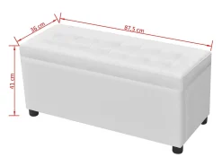 Puf de almacenamiento de cuero sintético blanco