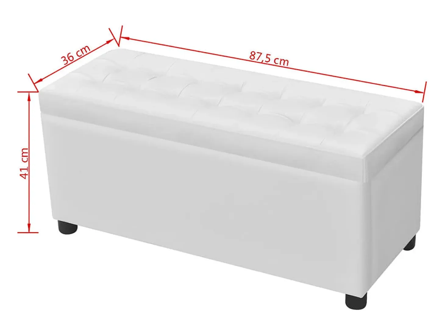 Puf de almacenamiento de cuero sintético blanco