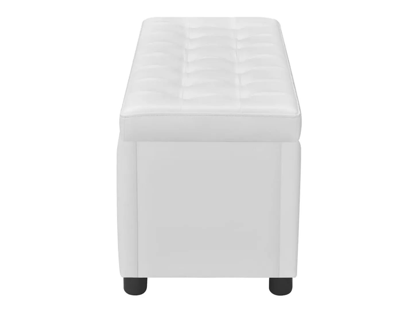 Puf de almacenamiento de cuero sintético blanco