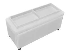 Puf de almacenamiento de cuero sintético blanco