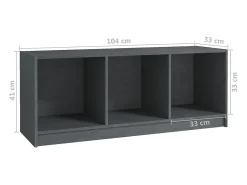 Qara Mueble de TV madera maciza de pino gris 104x33x41 cm