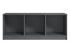 Qara Mueble de TV madera maciza de pino gris 104x33x41 cm