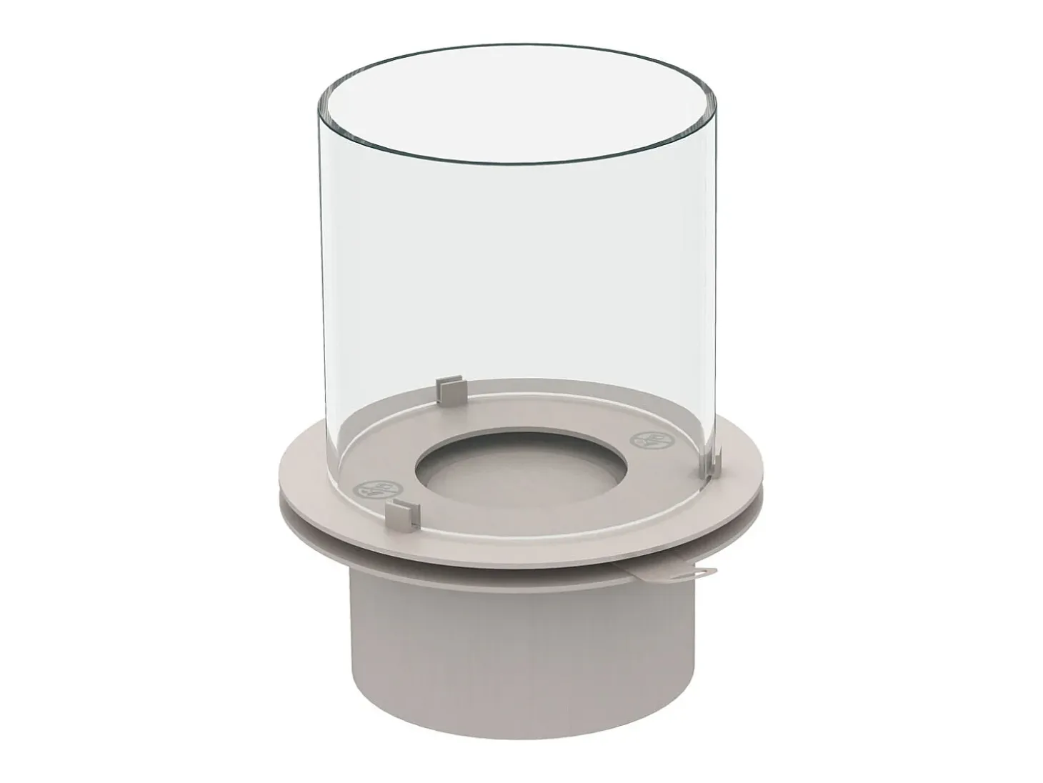 Quemador redondo con cristal para chimenea de bioetanol de acero inoxidable biochimenea 1,5 lt d.25