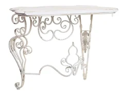 Recibidor de madera y metal acabado envejecido blanco