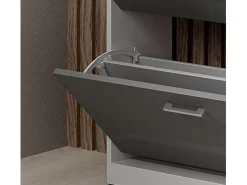 Recibidor zapatero para Entrada Pasillo en Blanco y Gris con LED 89x24x105cm Paola