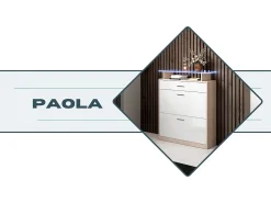 Recibidor zapatero para Entrada Pasillo en Blanco y Gris con LED 89x24x105cm Paola
