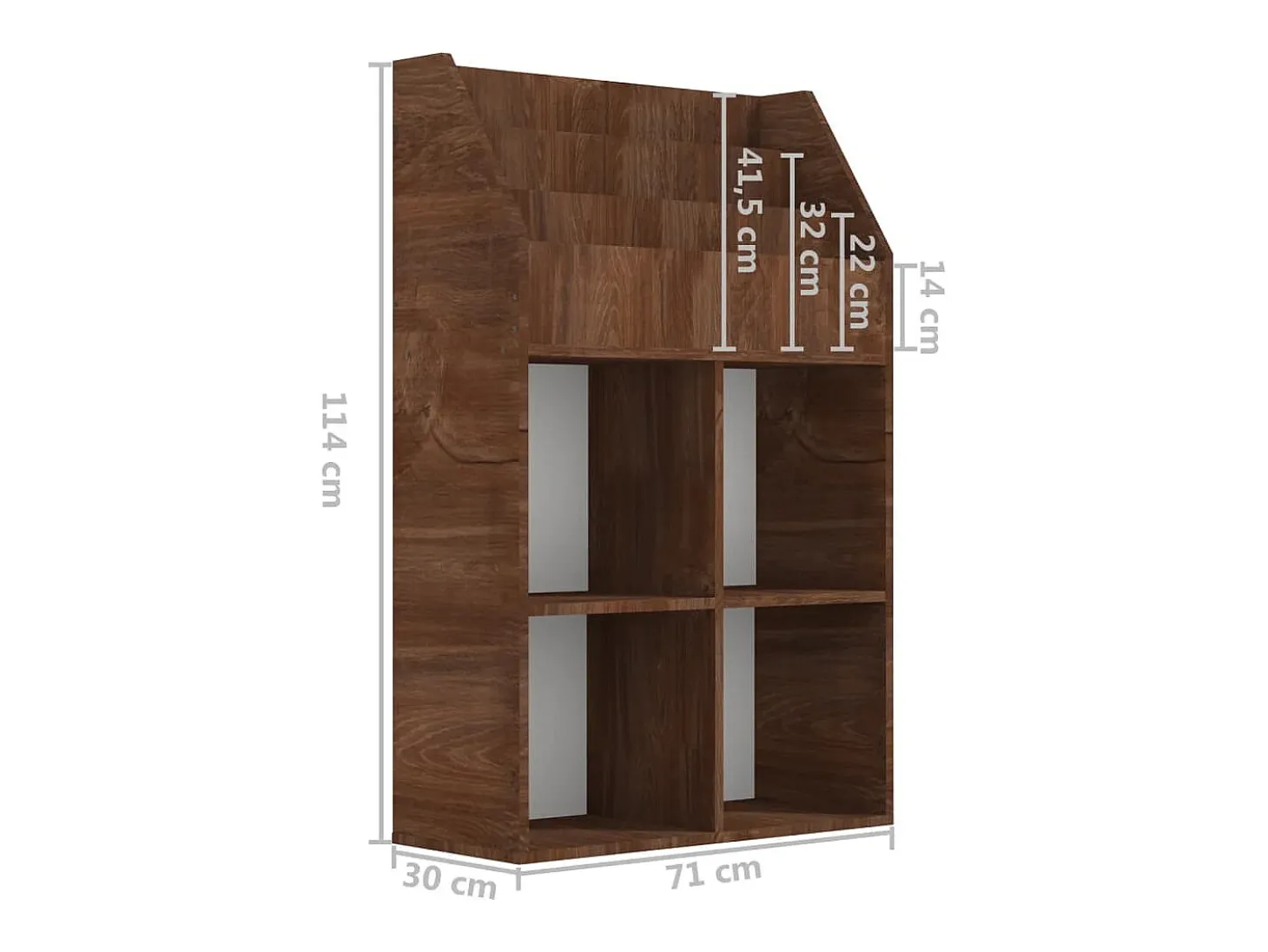 Revistero niños madera contrachapada marrón roble 71x30x114 cm