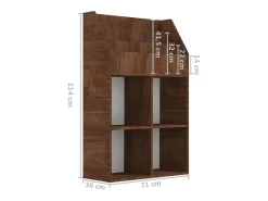 Revistero niños madera contrachapada marrón roble 71x30x114 cm
