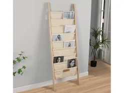 Revistero Xoel en tela y madera con 8 secciones