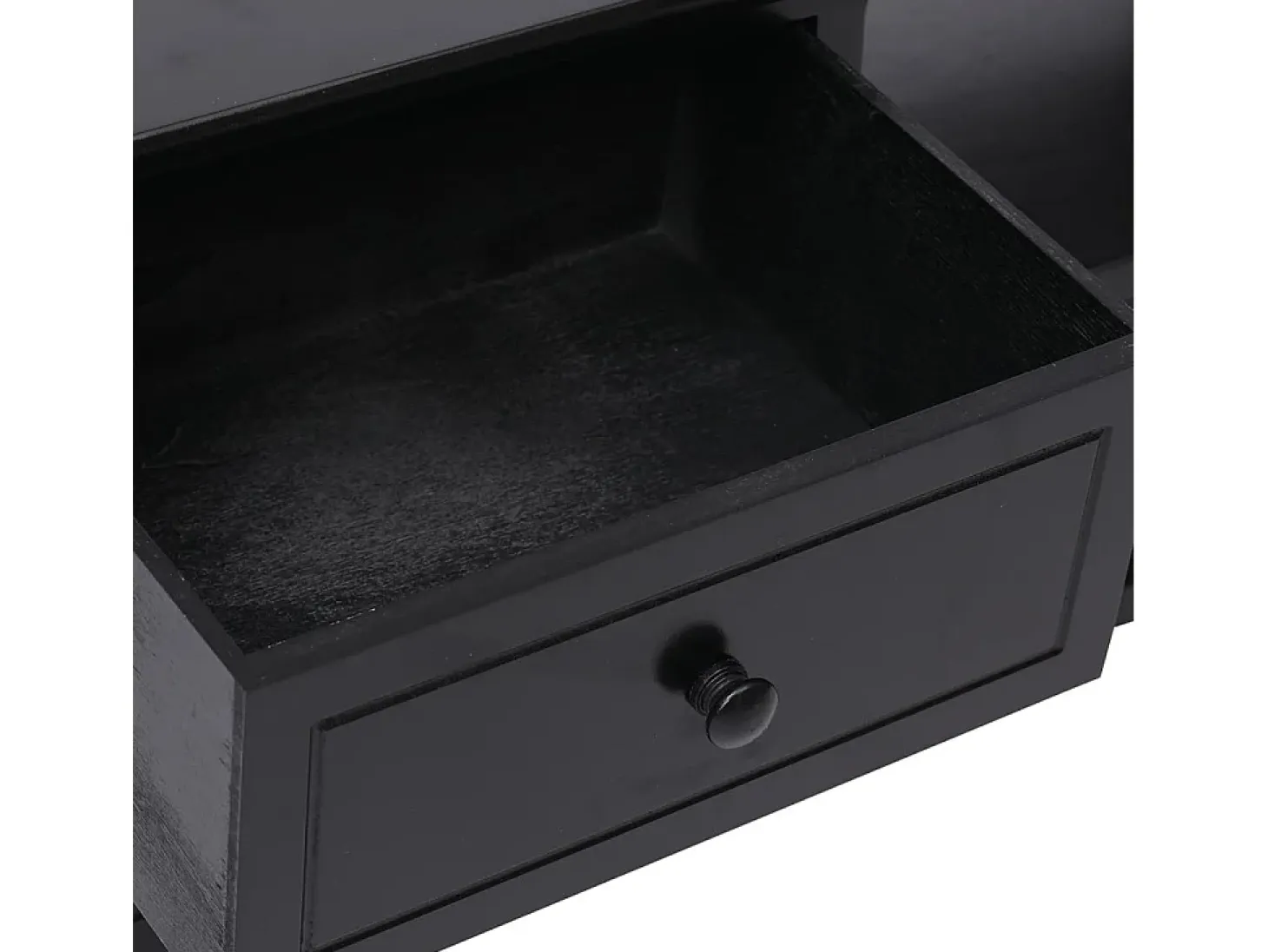 Éric-Paul-Louis Mueble para TV madera maciza de paulownia negro 108x30x40 cm