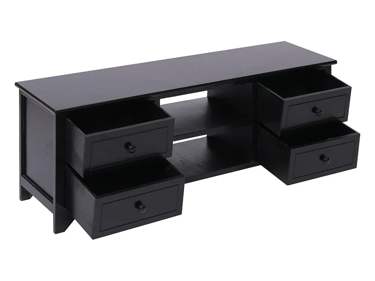 Éric-Paul-Louis Mueble para TV madera maciza de paulownia negro 108x30x40 cm