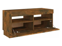 Roelant Mueble de TV con luces LED color roble ahumado 80x35x40 cm