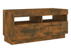 Roelant Mueble de TV con luces LED color roble ahumado 80x35x40 cm