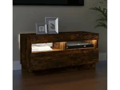 Roelant Mueble de TV con luces LED color roble ahumado 80x35x40 cm