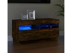 Roelant Mueble de TV con luces LED color roble ahumado 80x35x40 cm