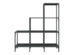 Rylanor Estantería de madera de ingeniería y metal negro 92x30x102 cm