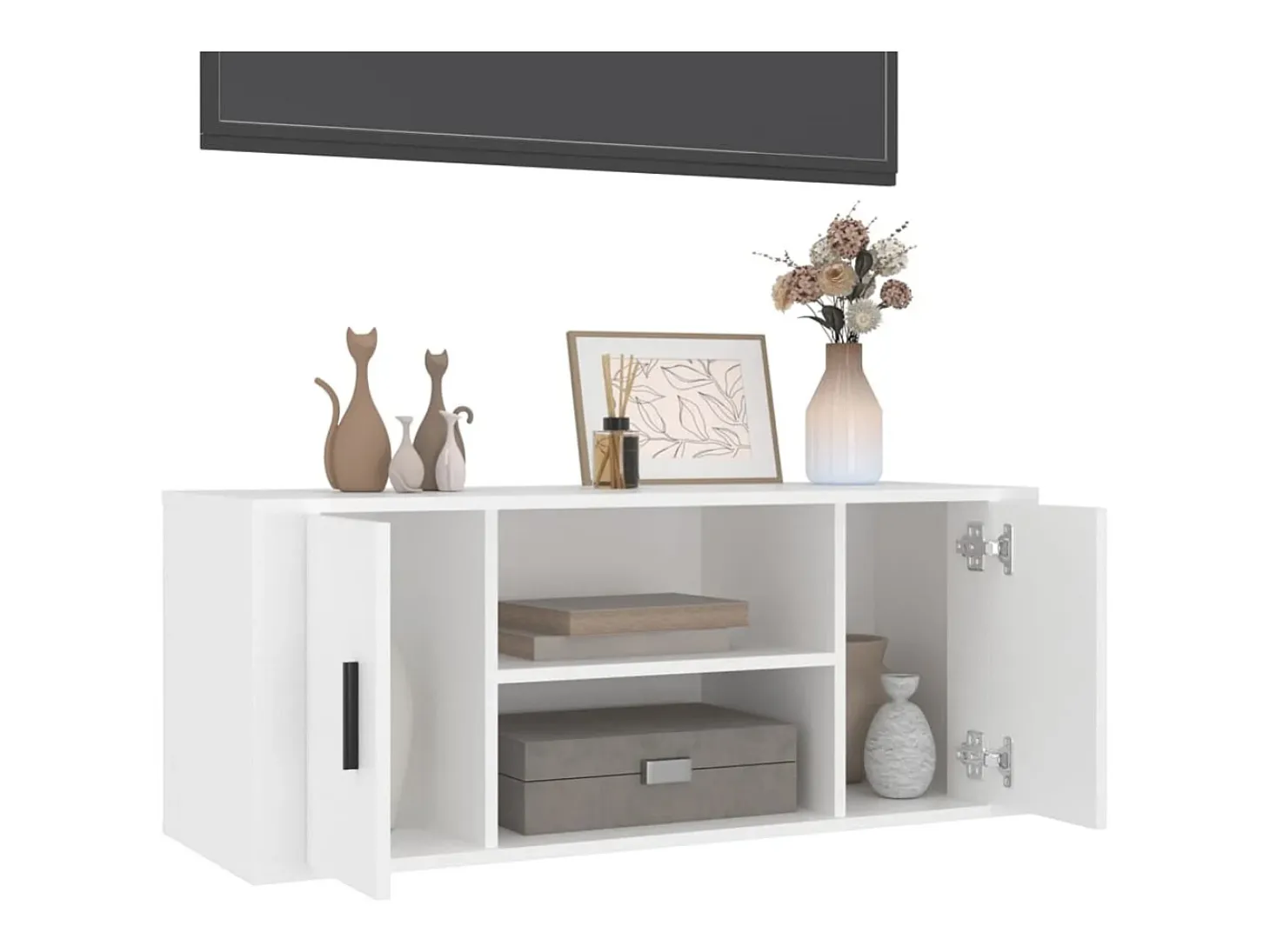 Åse Kristine Mueble para TV madera contrachapada blanco 100x35x40 cm
