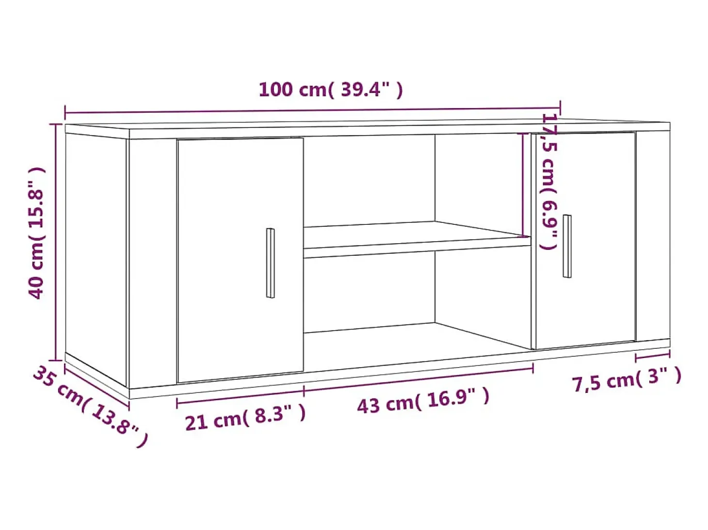 Åse Kristine Mueble para TV madera contrachapada blanco 100x35x40 cm
