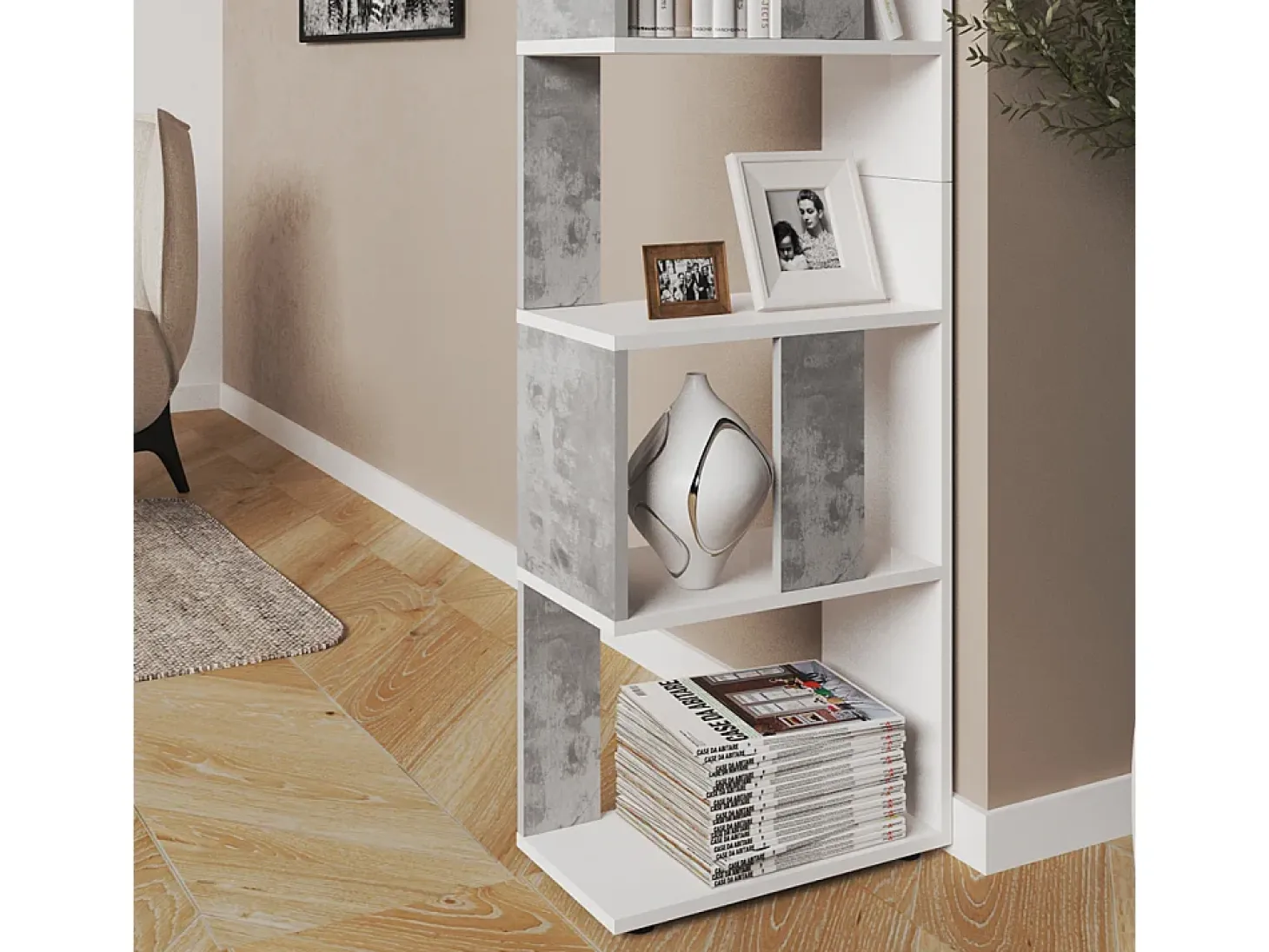 Separador de ambientes hormigón/blanco 45x23.6x162.6
