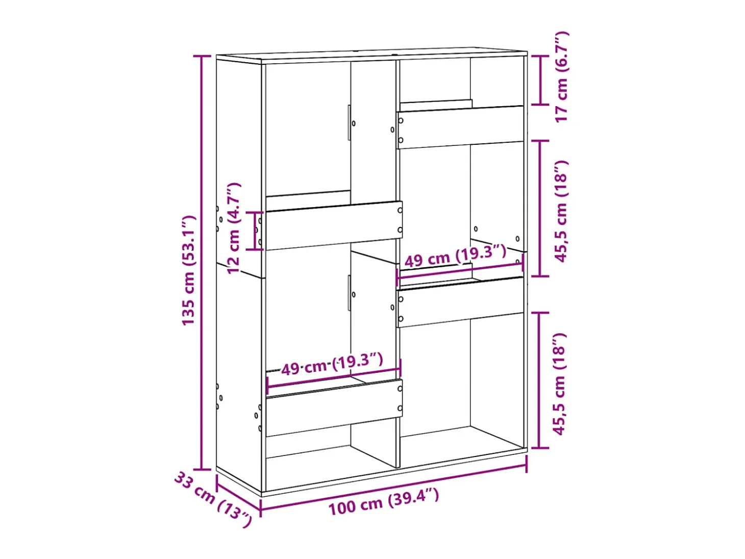 Separador de ambientes madera gris Sonoma 100x33x135 cm