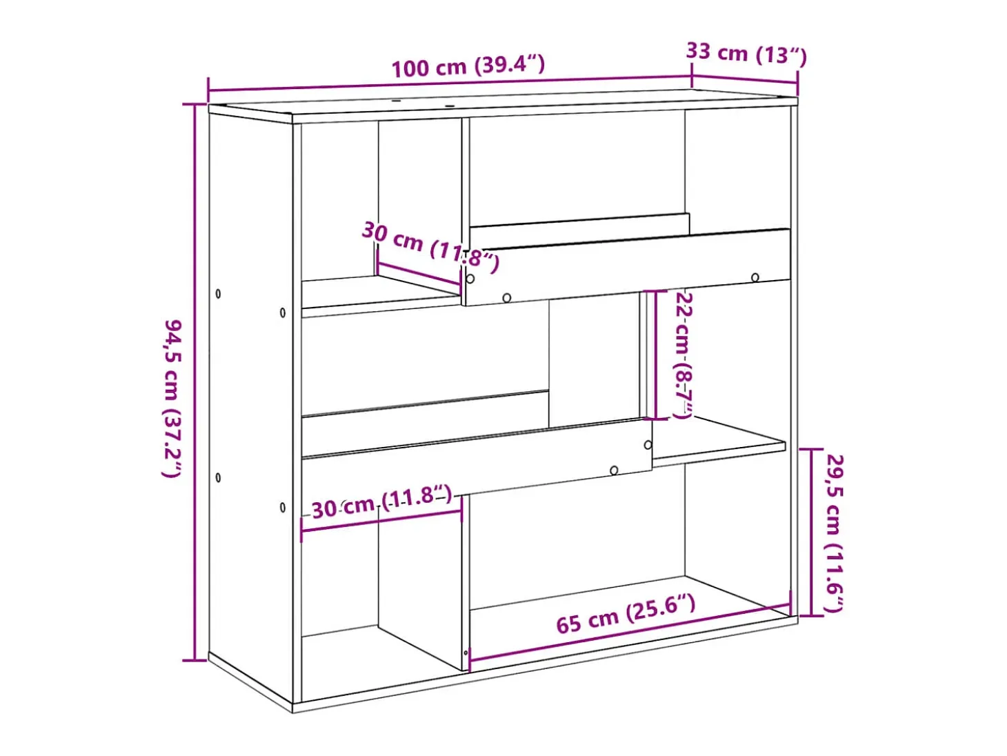 Separador de ambientes madera gris Sonoma 100x33x94,5 cm