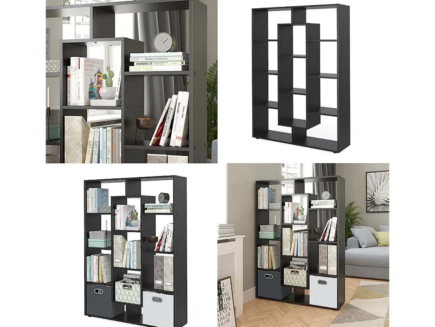 Separador de ambientes negro 107.2x29x143
