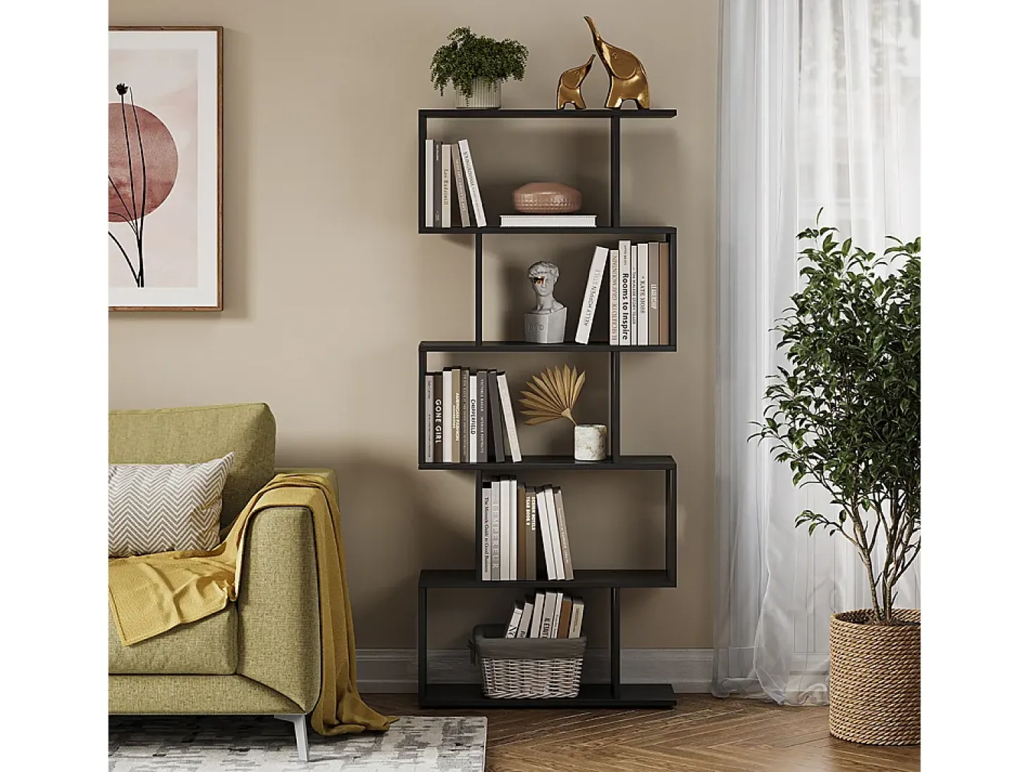 Separador de ambientes negro 70x23.8x164.1 levio