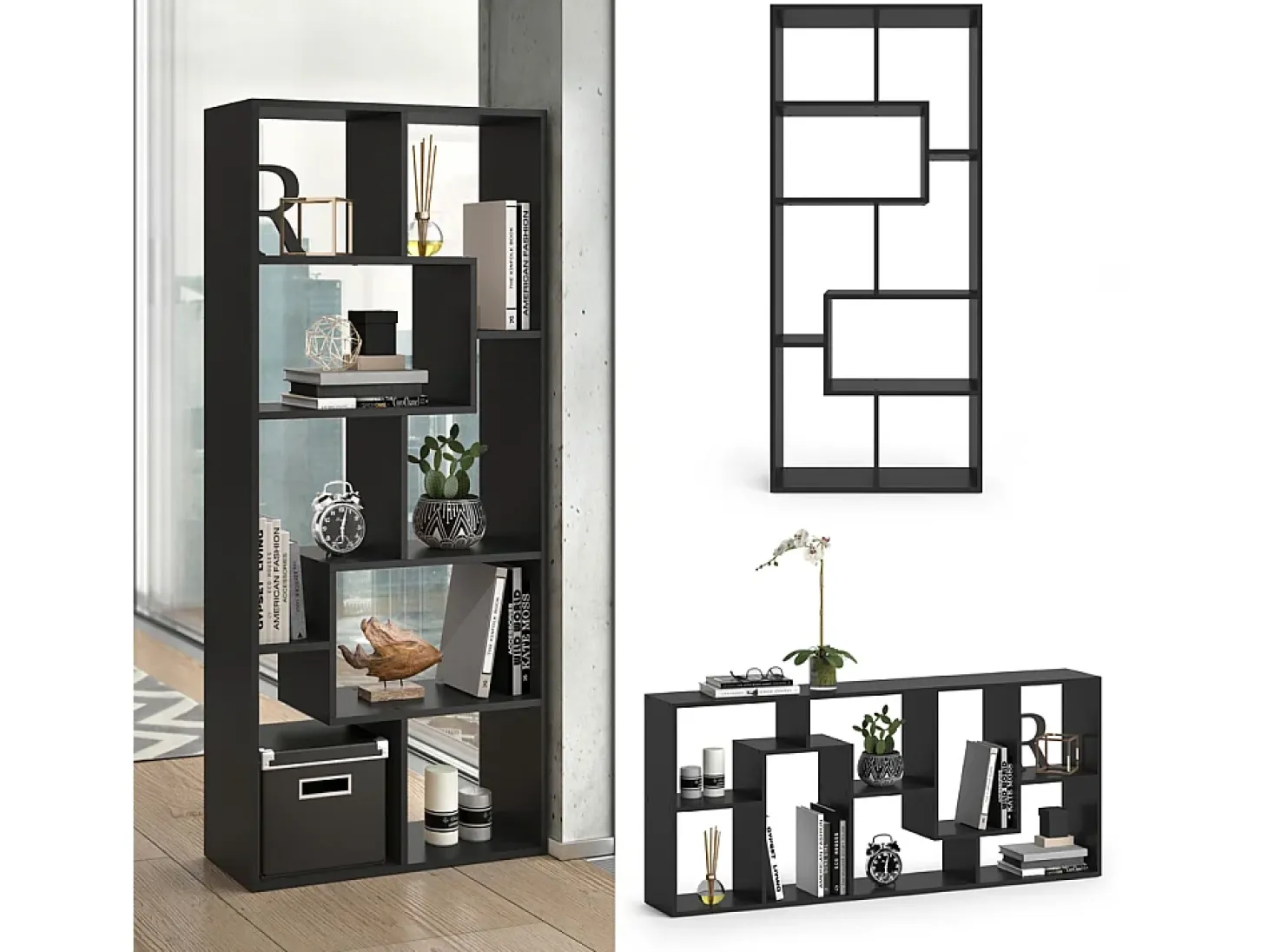 Separador de ambientes negro 160.6x25x67.2 noa