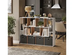Separador de ambientes roble blanco/dorado 107.2x29x143
