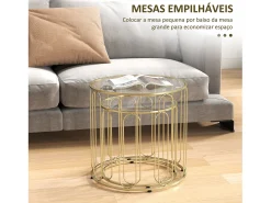 Set de 2 mesas auxiliares Viena Homcom dorado