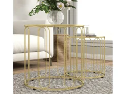 Set de 2 mesas auxiliares Viena Homcom dorado