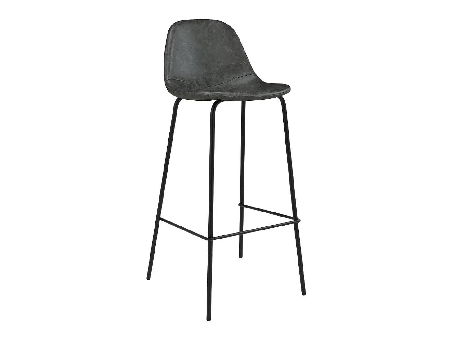 Set de 2 sillas de bar 75 cm en piel sintética gris/negro - Henrik