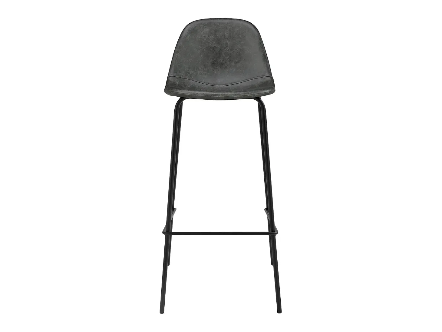 Set de 2 sillas de bar 75 cm en piel sintética gris/negro - Henrik