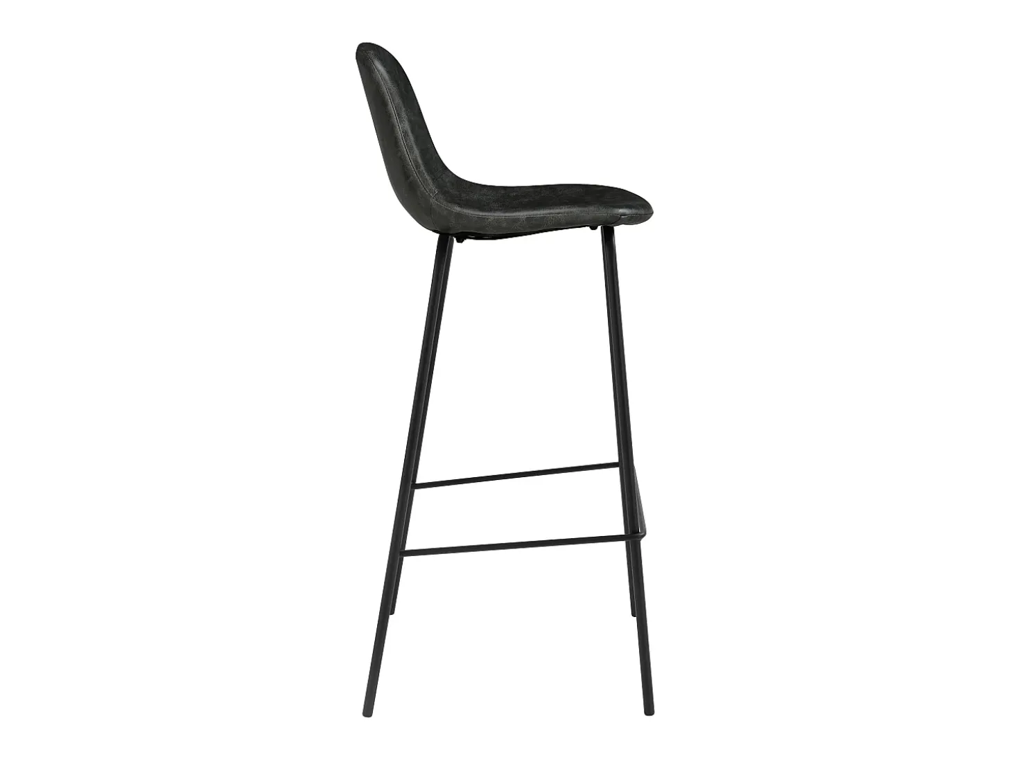 Set de 2 sillas de bar 75 cm en piel sintética gris/negro - Henrik