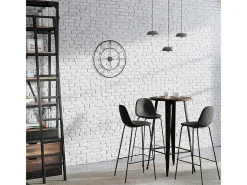 Set de 2 sillas de bar 75 cm en piel sintética gris/negro - Henrik