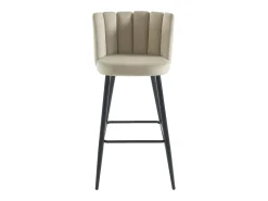 Set de 2 taburetes de bar de terciopelo y metal negro - Beige - PRANILA de Pascal MORABITO