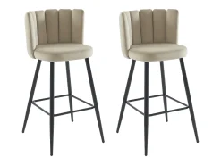 Set de 2 taburetes de bar de terciopelo y metal negro - Beige - PRANILA de Pascal MORABITO