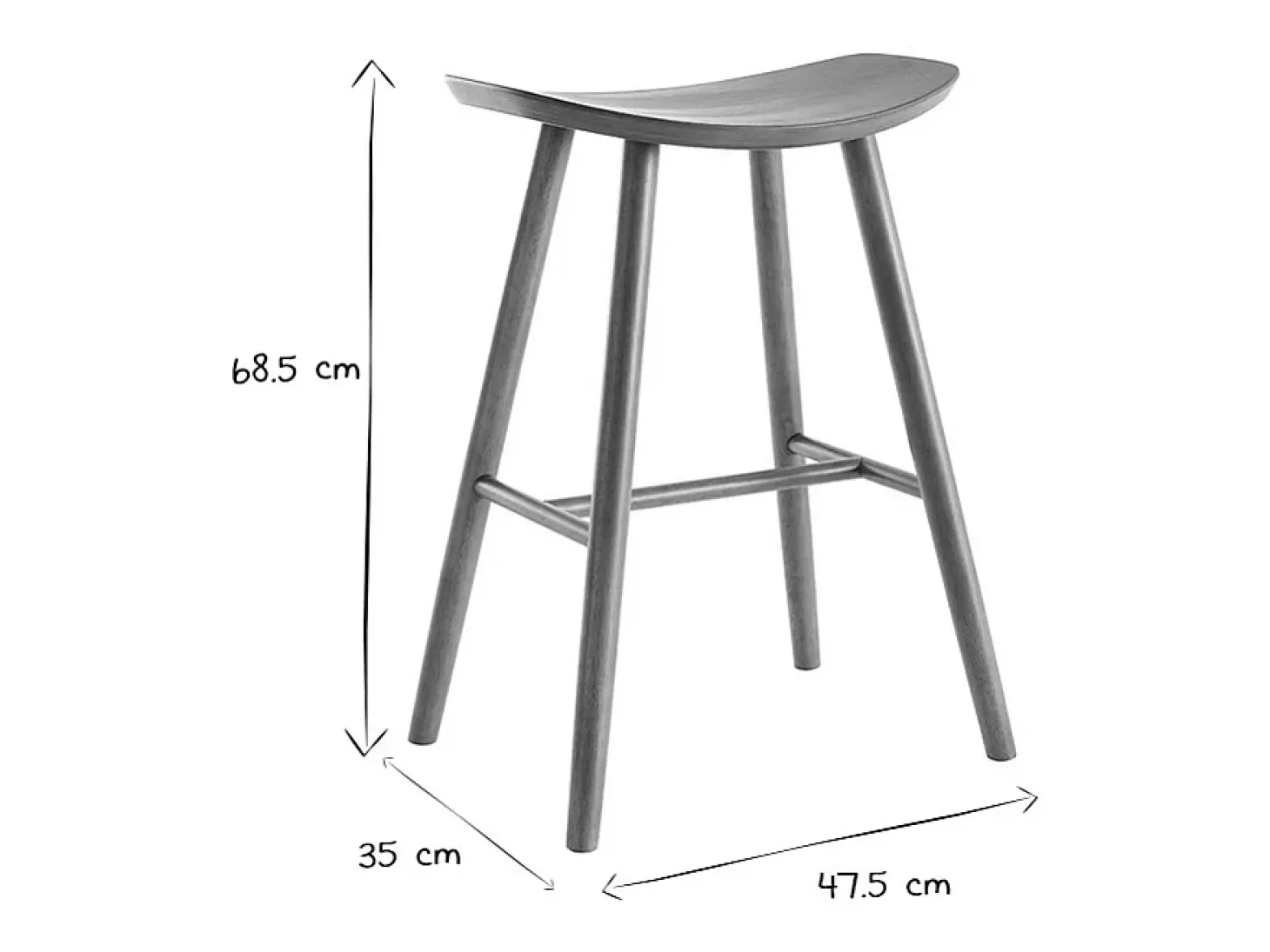 Set de 2 taburetes de cocina de nogal 65 cm DEMORY