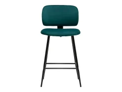 Set de 2 taburetes de cocina de terciopelo azul petróleo y metal negro 70 cm de altura ATRIUM