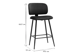Set de 2 taburetes de cocina de terciopelo azul petróleo y metal negro 70 cm de altura ATRIUM