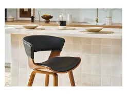 Set de 2 taburetes de cocina de diseño negro con madera oscura 65 cm SYRAH