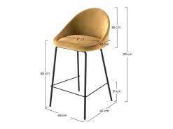 Set de 2 taburetes para isla de cocina de terciopelo amarillo 65 cm - Misty