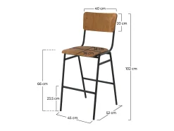 Set de 2 taburetes para isla de cocina de madera 65 cm - Clem